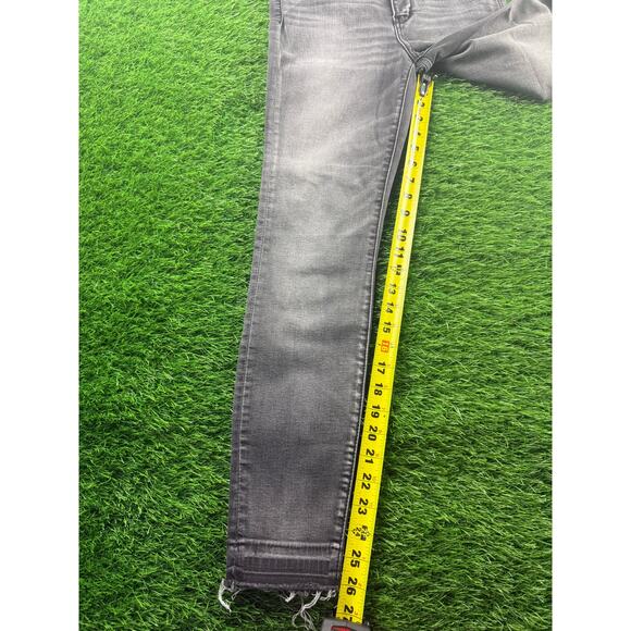 Abercrombie Fitch Womens Gray High Rise Super Skinny Jeans Sz 6 W28 Raw Hem Fray - Picture 6 of 10